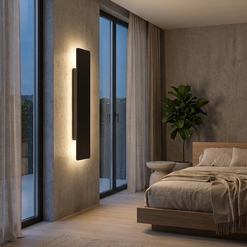 Moderne LED Streifen Wandleuchte für Außen und Schlafzimmer Interieur