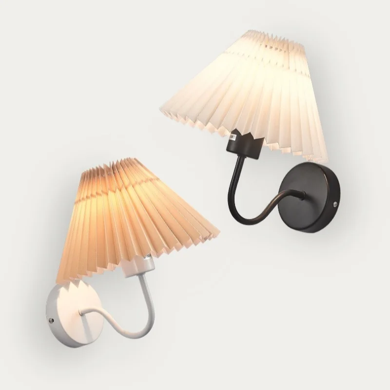 Nordische Fächer Wandlampe mit Plissee für Wohnzimmer und Schlafzimmer