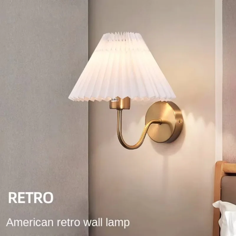 Nordische Fächer Wandlampe mit Plissee für Wohnzimmer und Schlafzimmer