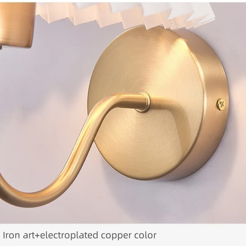 Nordische Fächer Wandlampe mit Plissee für Wohnzimmer und Schlafzimmer