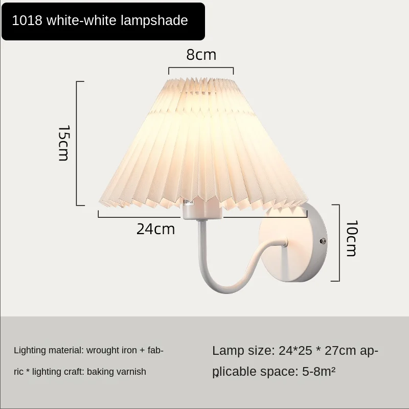 Nordische Fächer Wandlampe mit Plissee für Wohnzimmer und Schlafzimmer