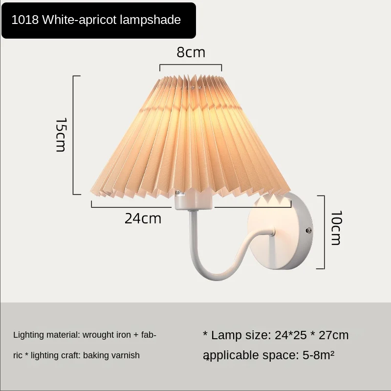 Nordische Fächer Wandlampe mit Plissee für Wohnzimmer und Schlafzimmer