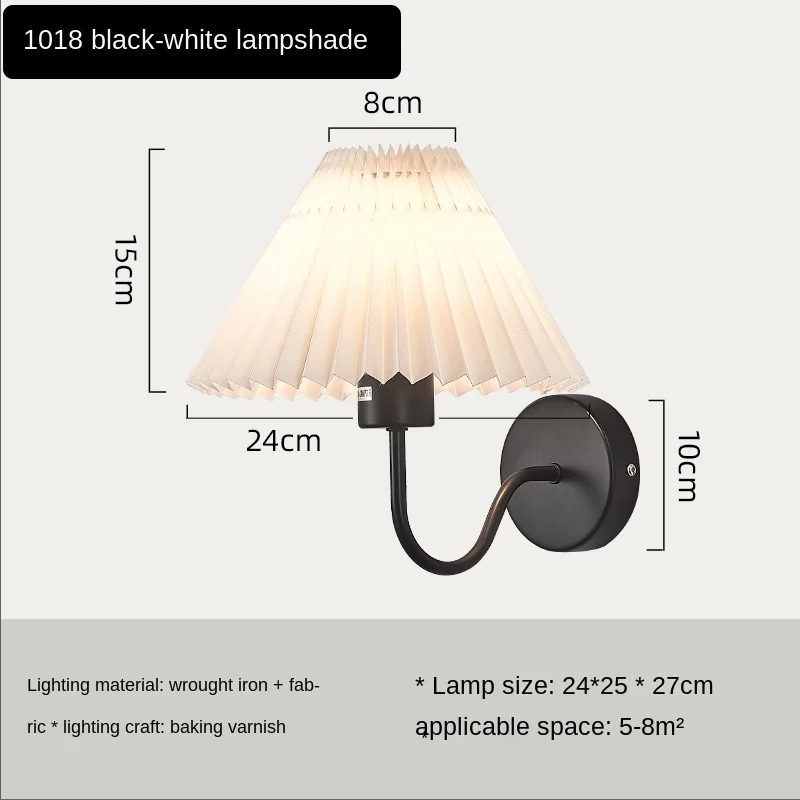 Nordische Fächer Wandlampe mit Plissee für Wohnzimmer und Schlafzimmer