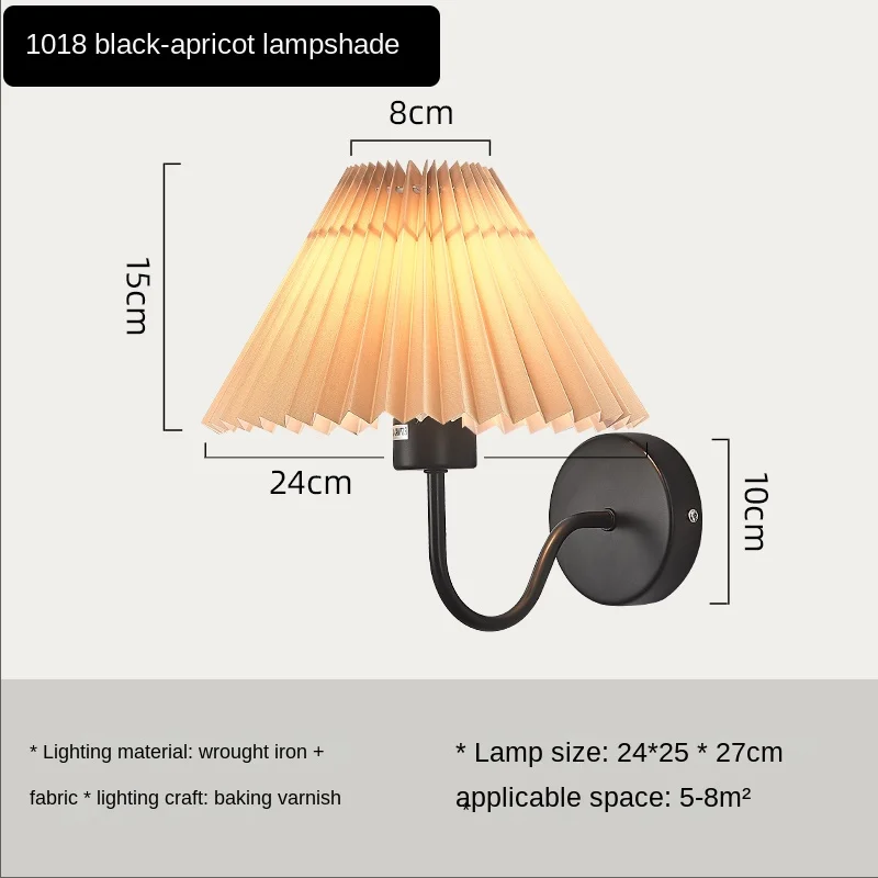 Nordische Fächer Wandlampe mit Plissee für Wohnzimmer und Schlafzimmer