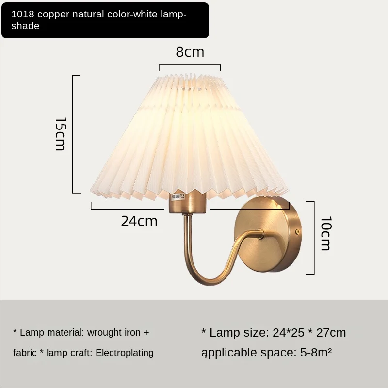 Nordische Fächer Wandlampe mit Plissee für Wohnzimmer und Schlafzimmer