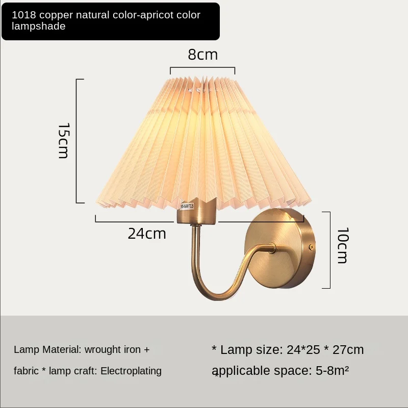 Nordische Fächer Wandlampe mit Plissee für Wohnzimmer und Schlafzimmer