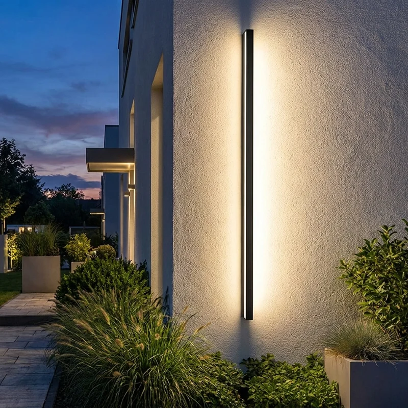 Moderne Lineare LED Außenwandleuchte für Garten und Hausfassade