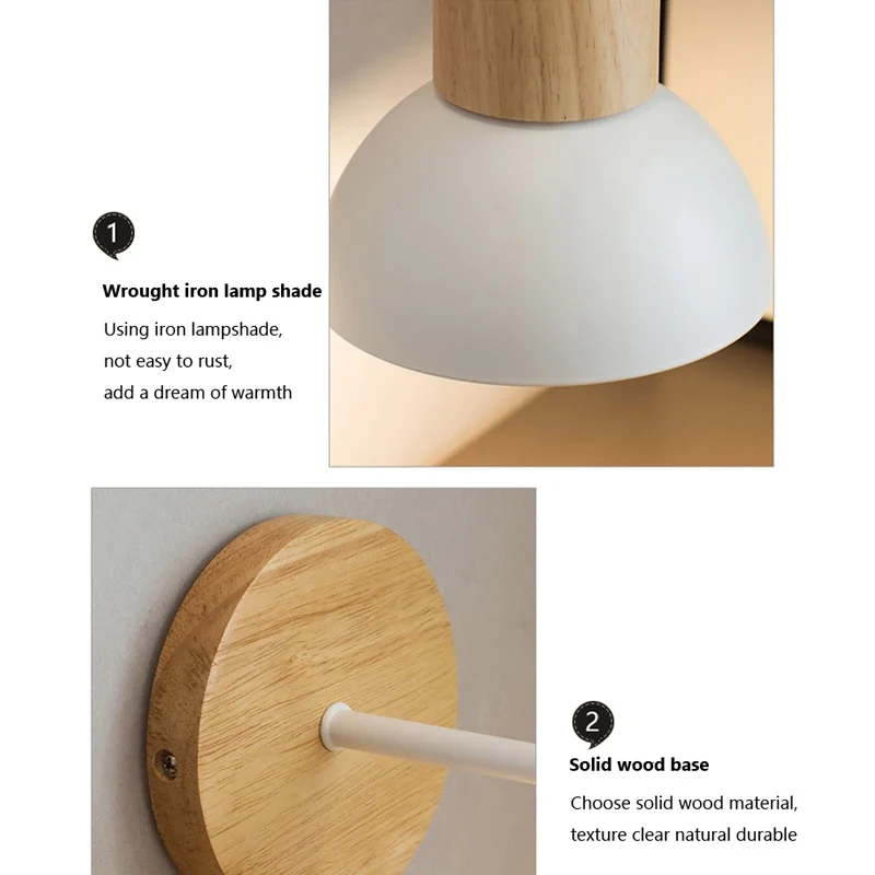 Nordische Holz LED Wandleuchte für Schlafzimmer und Flur