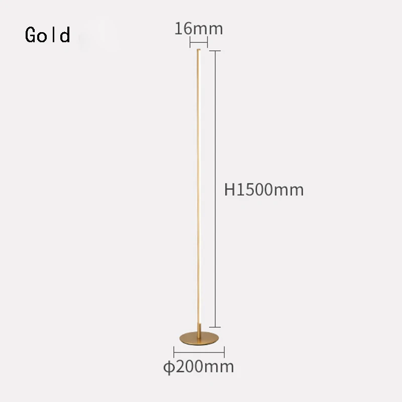 Minimalistische LED Stehlampe in Gold für Büro und Wohnzimmer