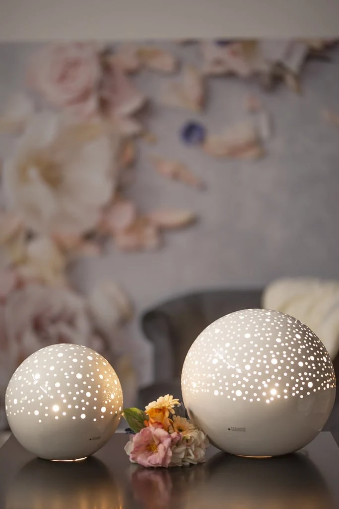 Lampe Padova Kugel weiß-creme