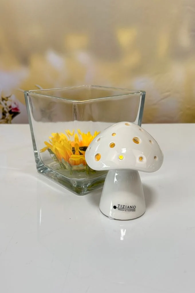 Dekoset Glas Alone mit LED Pilz und Sonnenblume