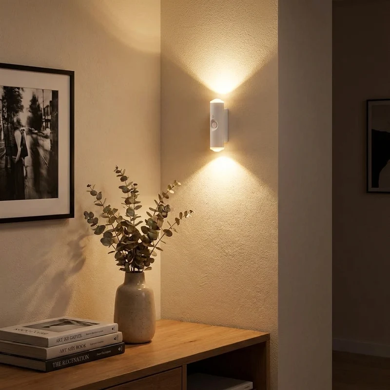 Wiederaufladbare Bewegungsmelder Wandleuchte mit Sonnenuntergang-Effekt für Schlafzimmer