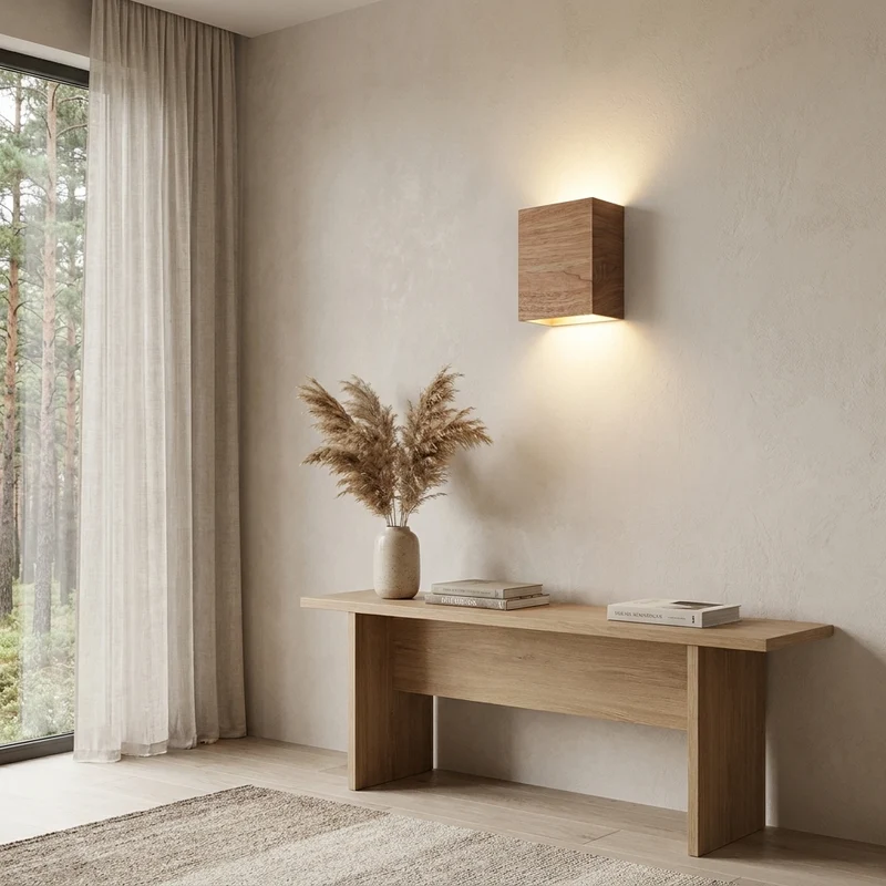 Nordische Walnuss Wandleuchte für modernes Schlafzimmer und Flur
