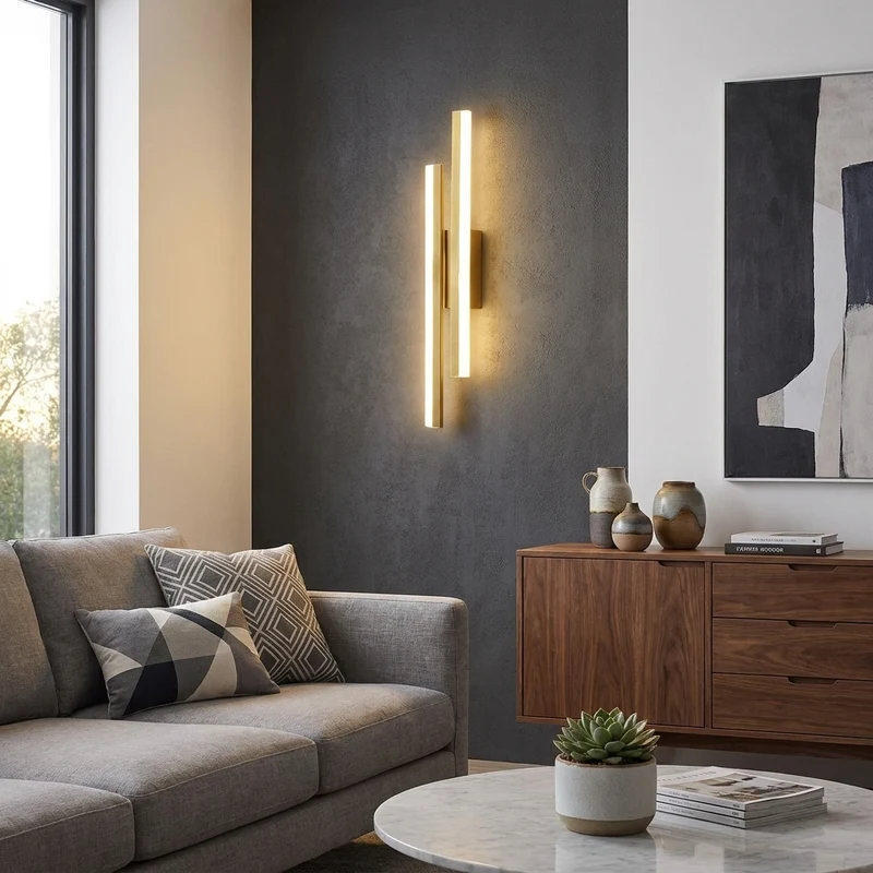 Moderne Kupfer Wandleuchte mit Acryl-Schirm für Wohnzimmer und Flur