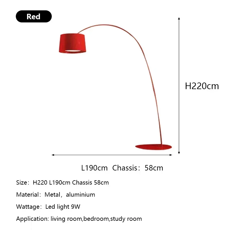 Moderne Bogenlampe aus Aluminium für Wohnzimmer und Schlafzimmer