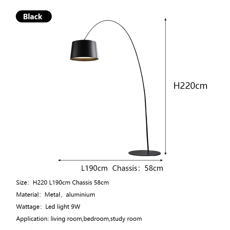 Moderne Bogenlampe aus Aluminium für Wohnzimmer und Schlafzimmer