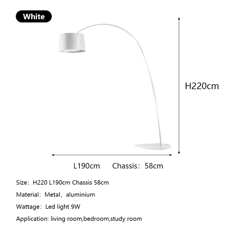 Moderne Bogenlampe aus Aluminium für Wohnzimmer und Schlafzimmer
