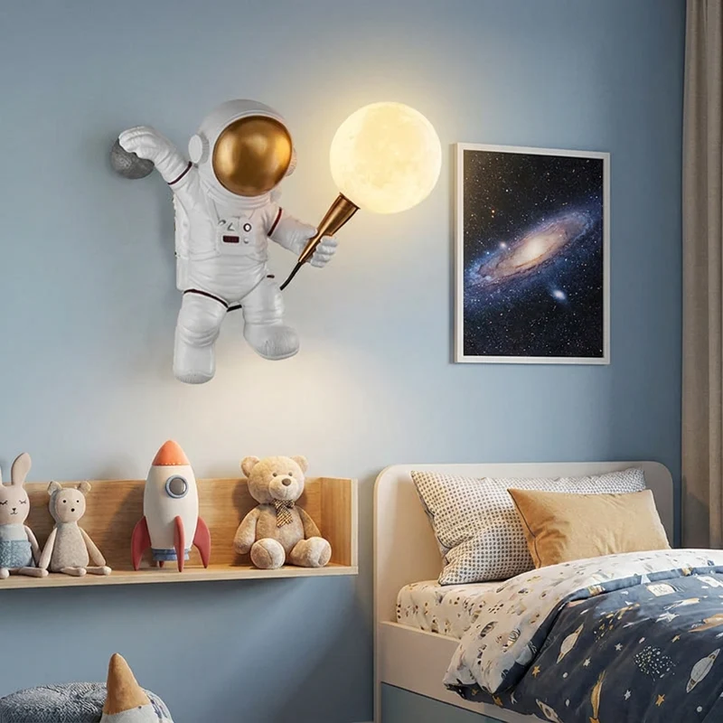Astronaut Mond LED Wandleuchte für Kinderzimmer und Spielzimmer