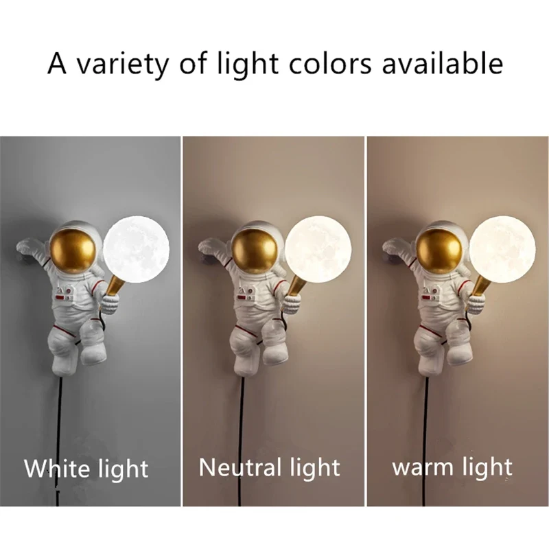 Astronaut Mond LED Wandleuchte für Kinderzimmer und Spielzimmer