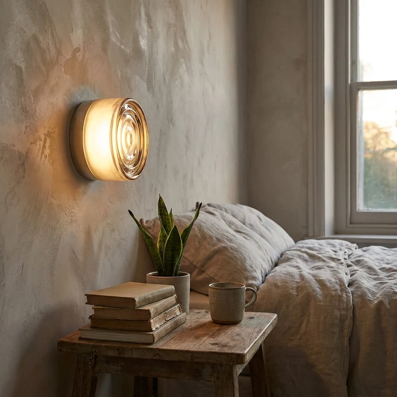 Moderne LED Wandleuchte mit Bernstein-Glas für elegante Wohnräume