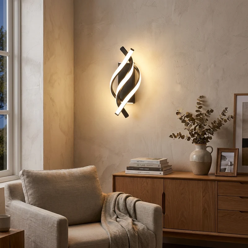 Moderne Spirale LED Wandleuchte für Schlafzimmer und minimalistischen Flur