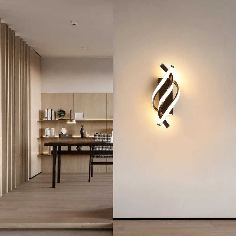 Moderne Spirale LED Wandleuchte für Schlafzimmer und minimalistischen Flur