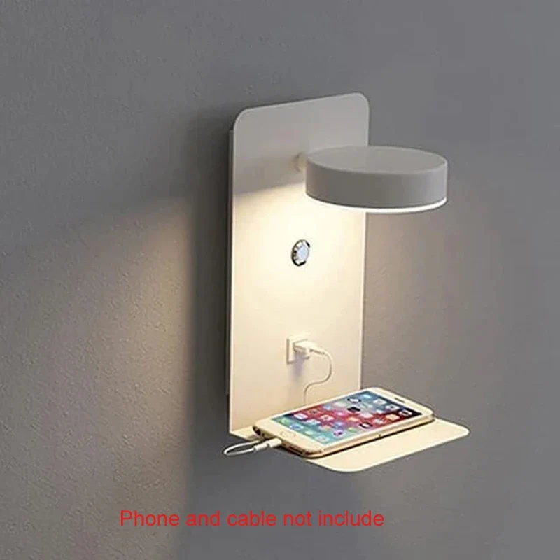 Moderne LED Wandleuchte mit USB-Ladeanschluss für Schlafzimmer und Wohnzimmer
