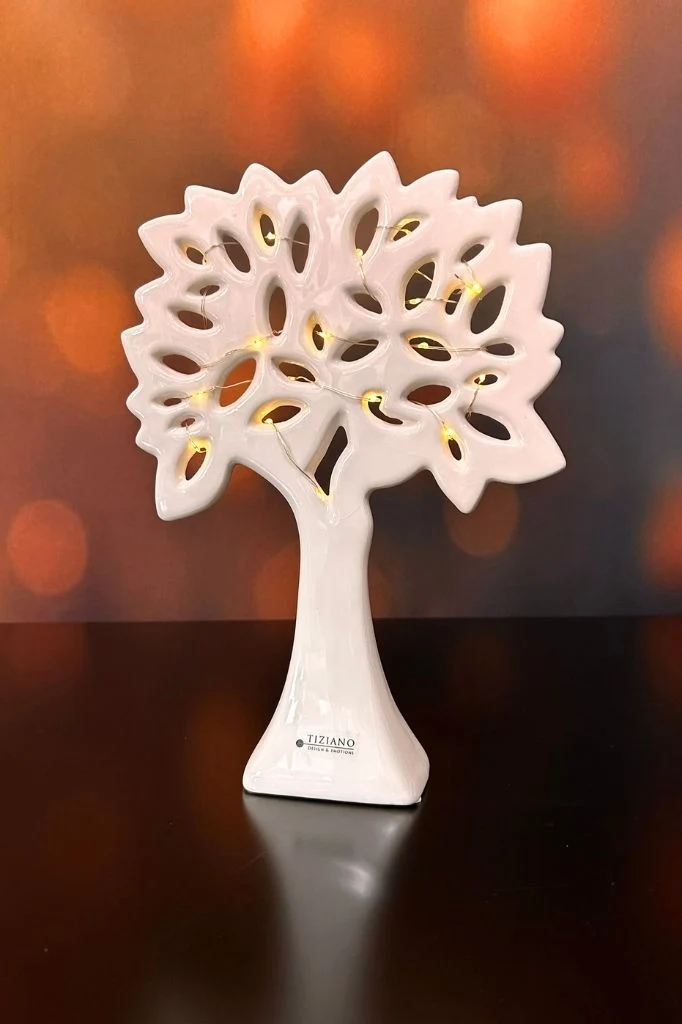 Dekobaum Gavello LED creme-weiß