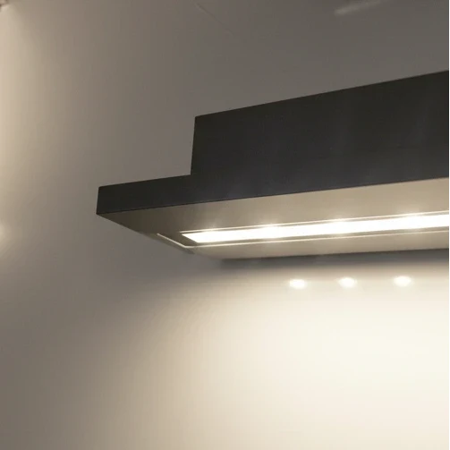 Eckige LED Wandleuchte grau mit Ablage – moderne Effektleuchte