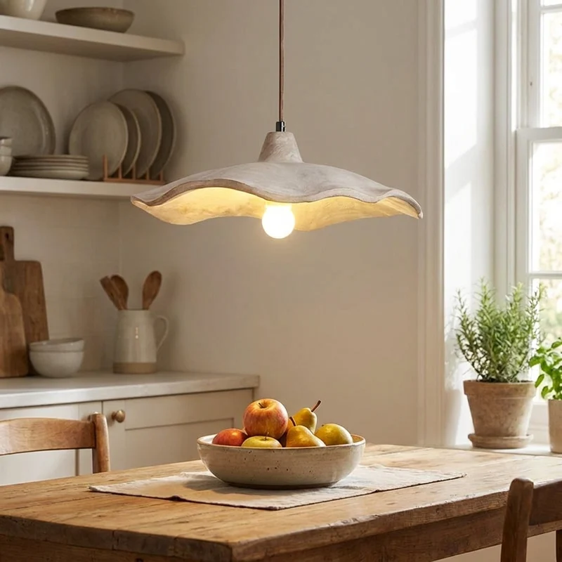 Wabi-Sabi Creme Pendelleuchte für Minimalistische Restaurants und Schlafzimmer