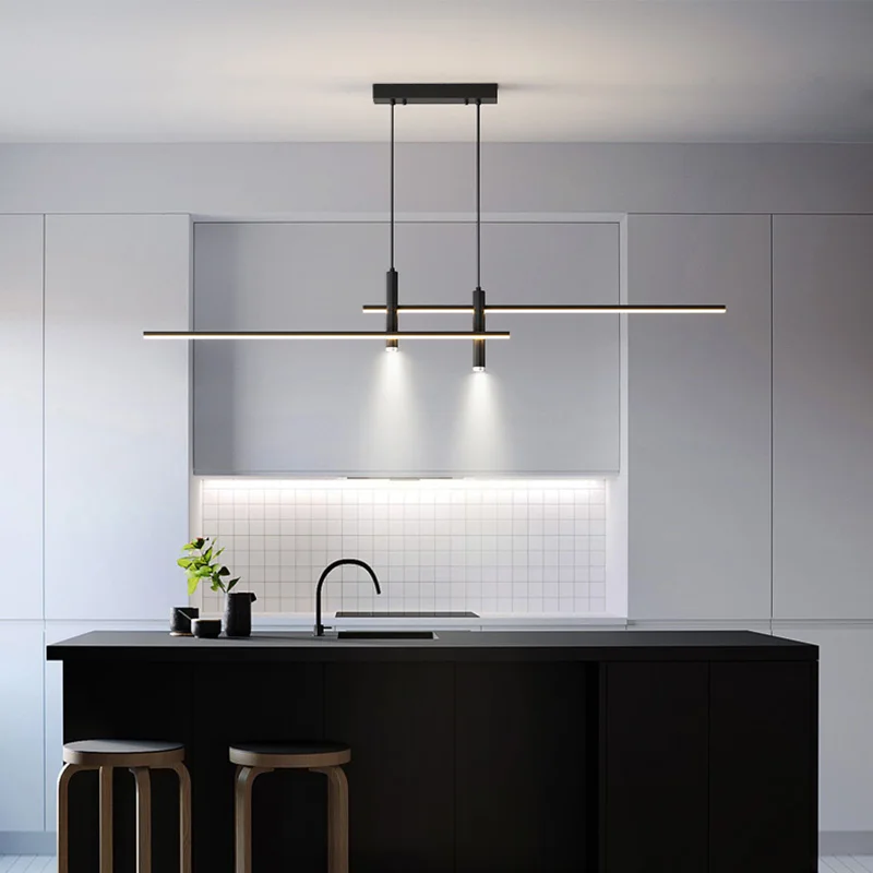 Modernes Lineares LED Pendelleuchte Langgestreckt für Esszimmer und Minimalist Bar