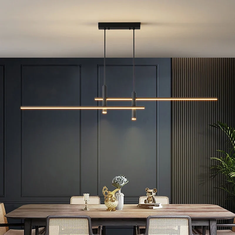 Modernes Lineares LED Pendelleuchte Langgestreckt für Esszimmer und Minimalist Bar