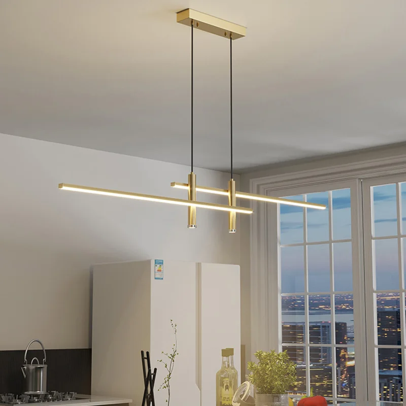 Modernes Lineares LED Pendelleuchte Langgestreckt für Esszimmer und Minimalist Bar