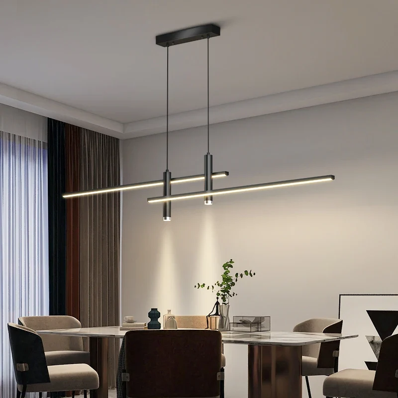 Modernes Lineares LED Pendelleuchte Langgestreckt für Esszimmer und Minimalist Bar