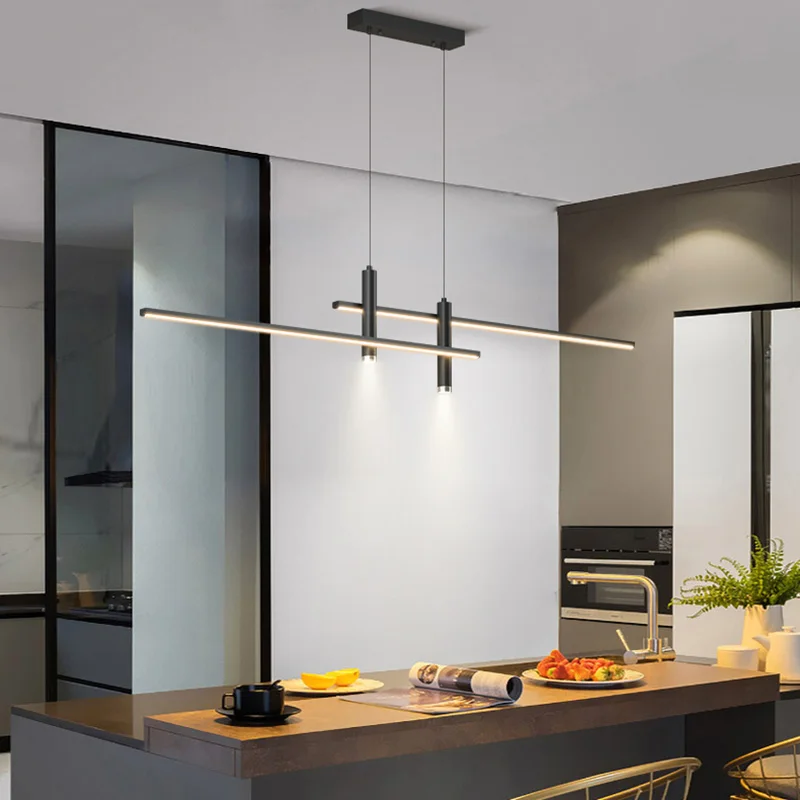 Modernes Lineares LED Pendelleuchte Langgestreckt für Esszimmer und Minimalist Bar