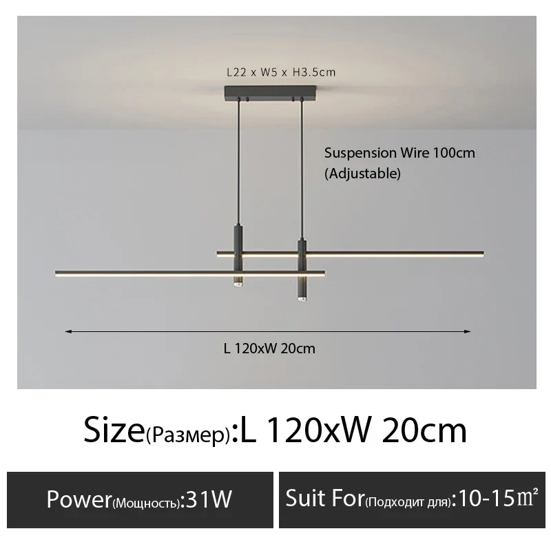 Modernes Lineares LED Pendelleuchte Langgestreckt für Esszimmer und Minimalist Bar