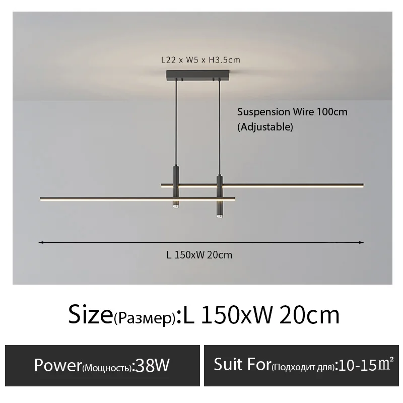 Modernes Lineares LED Pendelleuchte Langgestreckt für Esszimmer und Minimalist Bar