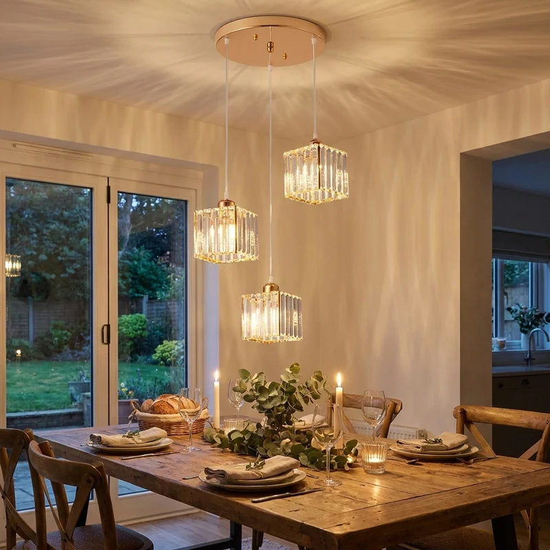 Moderne Kristall LED Pendelleuchte für Elegante Esszimmer und Wohnzimmer