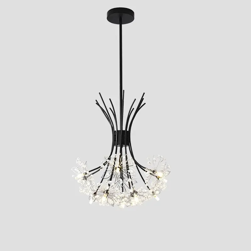 Moderner Schwarz Kristall LED Kronleuchter Dramatisch für Wohnzimmer und Esszimmer