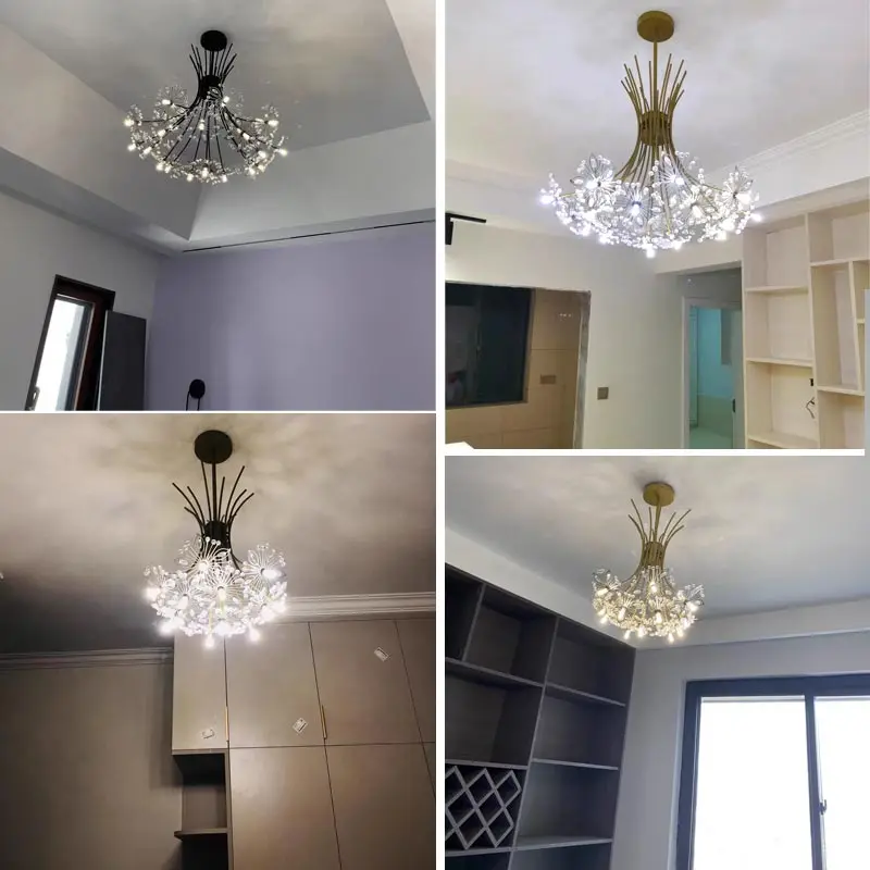 Moderner Schwarz Kristall LED Kronleuchter Dramatisch für Wohnzimmer und Esszimmer