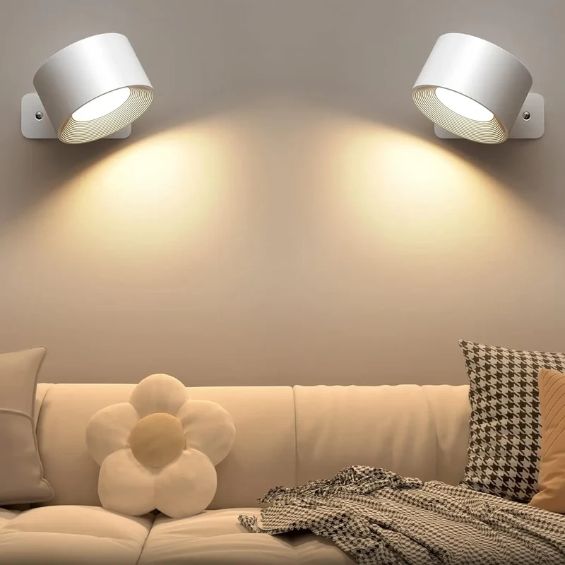 Moderne Drehbare Wiederaufladbare LED Wandleuchte für Schlafzimmer und Homeoffice
