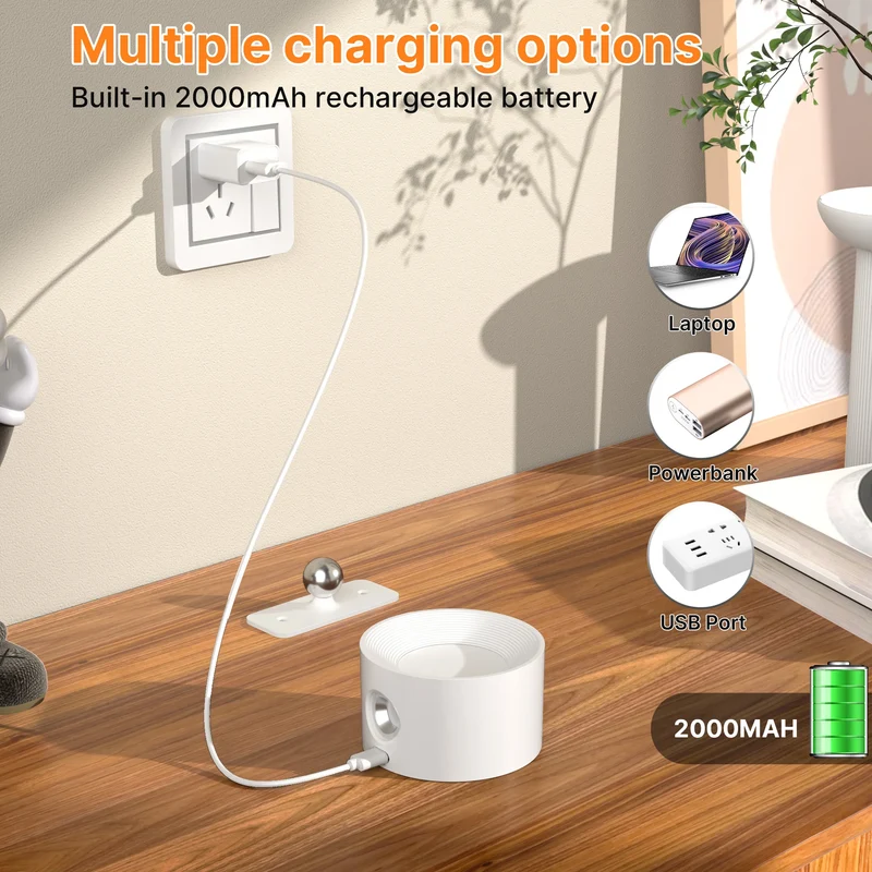 Moderne Drehbare Wiederaufladbare LED Wandleuchte für Schlafzimmer und Homeoffice