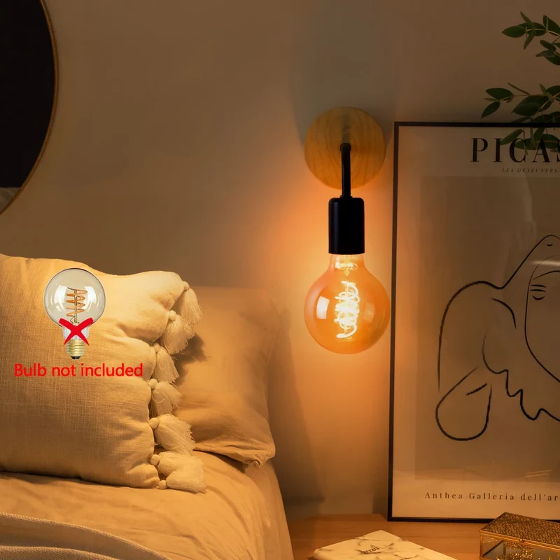 Vintage Holz Wandleuchte Industrial für Esszimmer und Schlafzimmer
