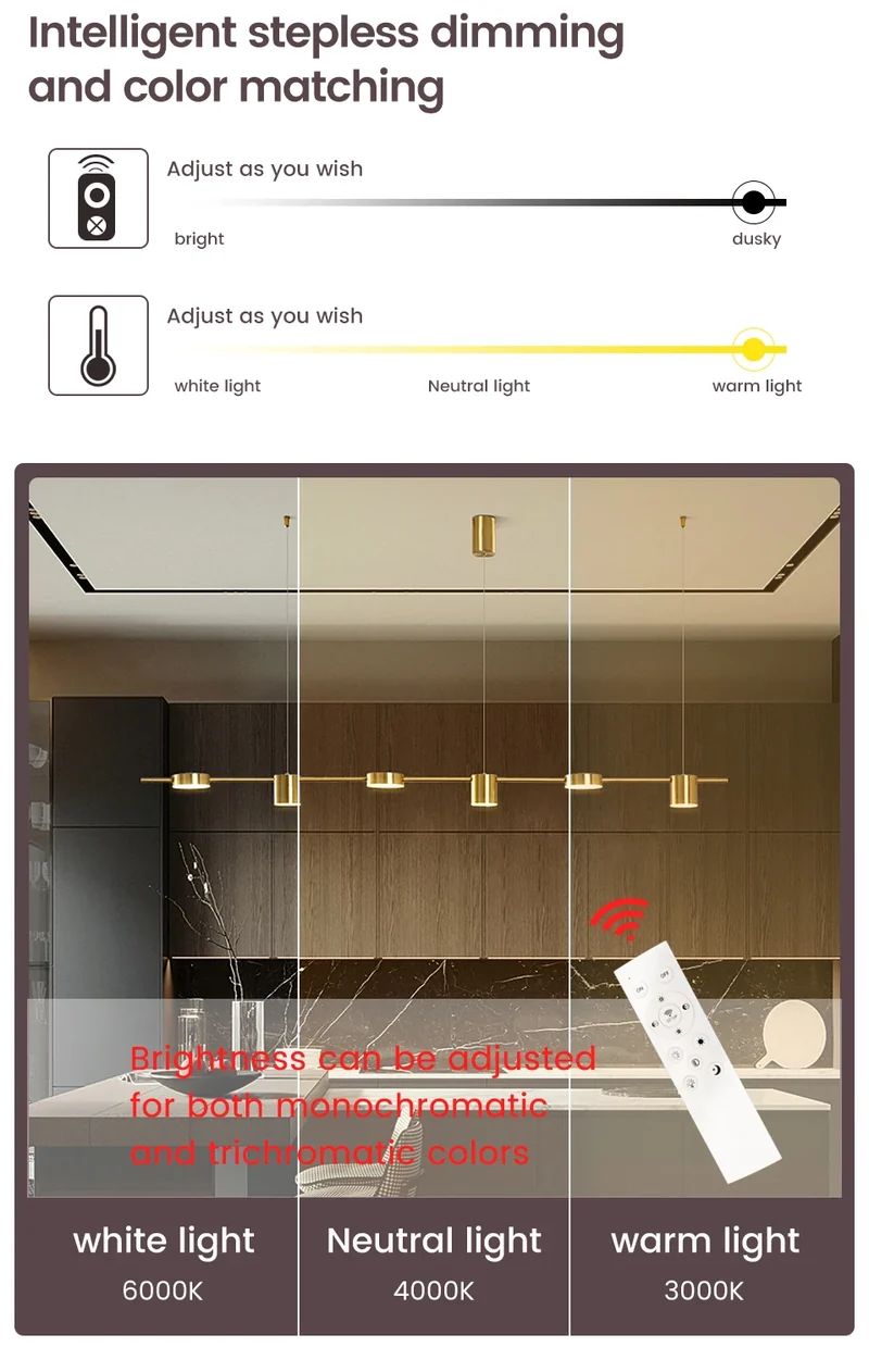 Moderner Dimmbarer LED Kronleuchter Vielseitig für Zeitgenössisches Esszimmer und Küche