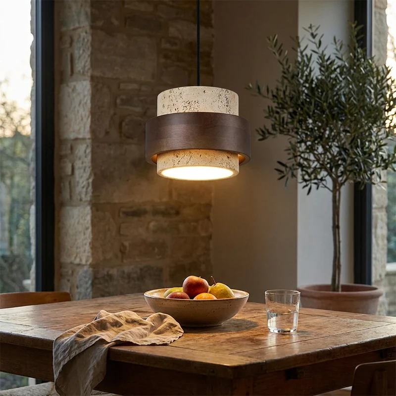 Moderne Holz Pendelleuchte als Bettleuchte für Schlafzimmer und Restaurant