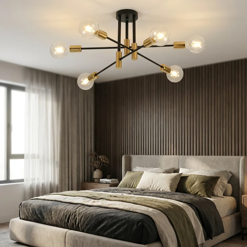 Industrielle Schmiedeeisen Deckenleuchte für Wohnzimmer und Esszimmer