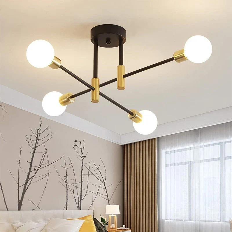 Industrielle Schmiedeeisen Deckenleuchte für Wohnzimmer und Esszimmer