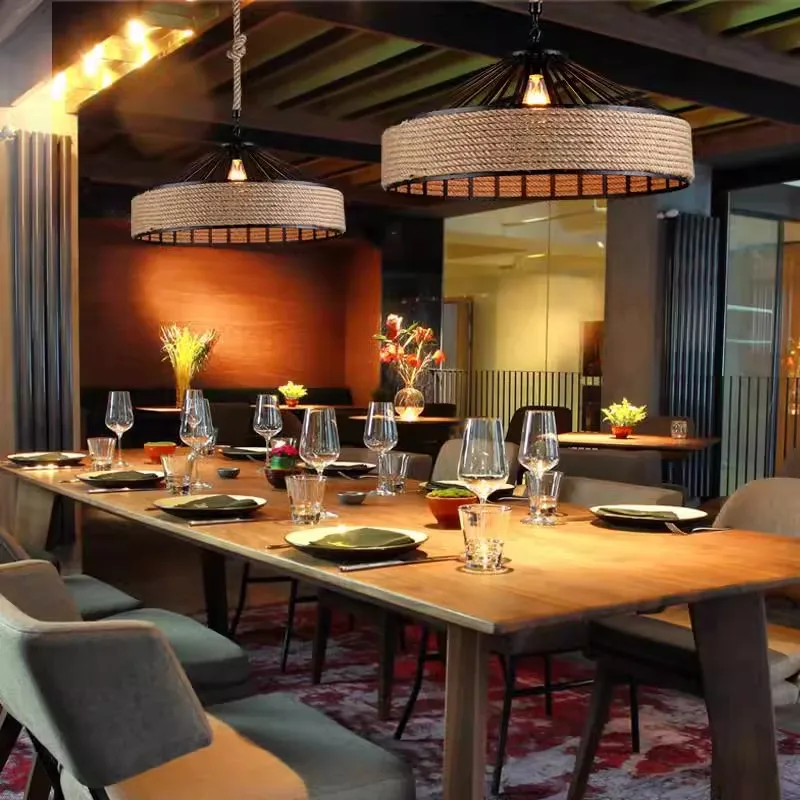 Rustikale Hanfseil Pendelleuchte Industrial für Esszimmer und Café