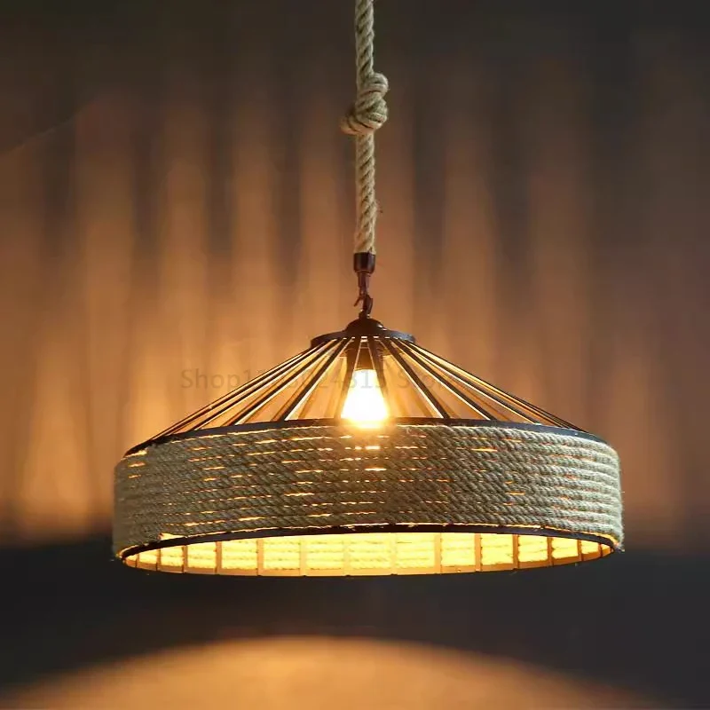 Rustikale Hanfseil Pendelleuchte Industrial für Esszimmer und Café