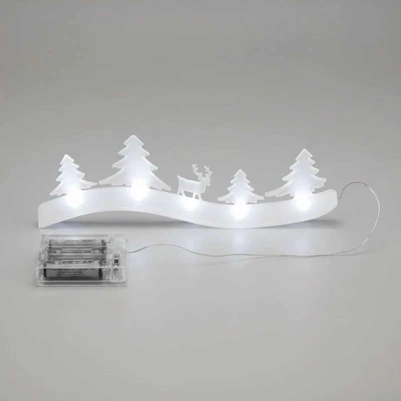 Dekorative Weihnachtsbeleuchtung 4 Tannenbäume mit Rentier, 5x0,02 W LED inkl. Batterie
